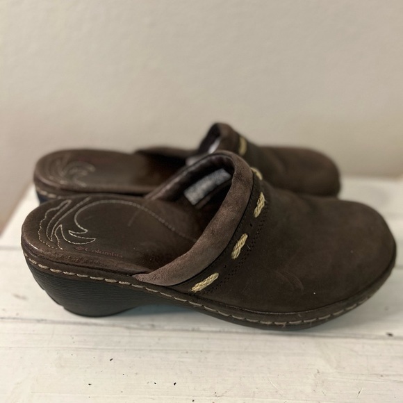 Columbia Dark Brown Mules with Cream Details - Picture 2 of 7